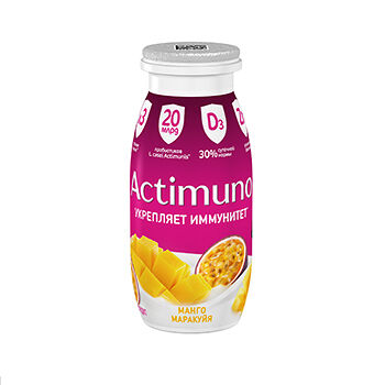 Кисломолочный напиток Actimuno манго-маракуйя и цинк 1,5% БЗМЖ