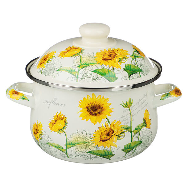 Кастрюля эмалированная Vetta Подсолнухи, 18см, 2,0л, индукция
