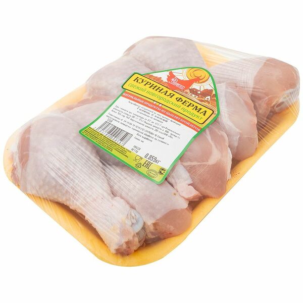 Голень куриная КУРИНАЯ ФЕРМА с кожей охл. на подложке вес до 1.4 кг
