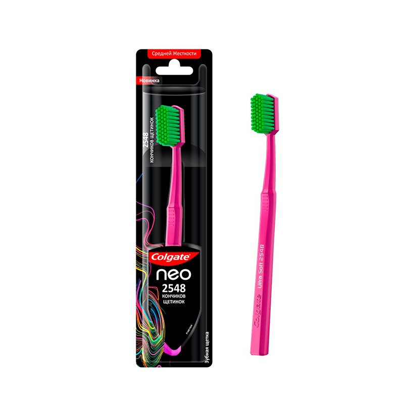 

Зубная щетка Colgate Neo 2548 кончиков щетинок средней жесткости 1 шт., цвет в ассортименте