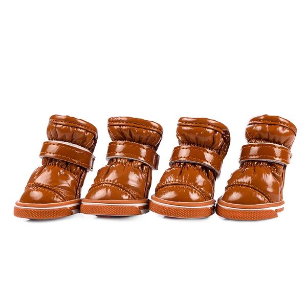 Ботинки из кожзама для собак XS коричневый (унисекс)