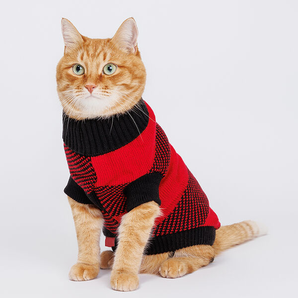Свитер для кошек и собак, 30 см, черно-красный