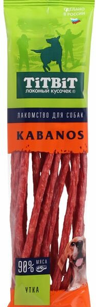 Лакомство для собак Titbit Колбаски Кабанос утка 80г