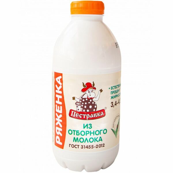 Ряженка Пестравка из цельного молока 3.4-4.5%, 750г