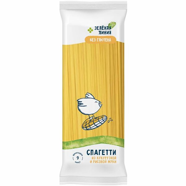 Спагетти №3 без глютена из кукурузно-рисовой муки Зелёная Линия, 300г