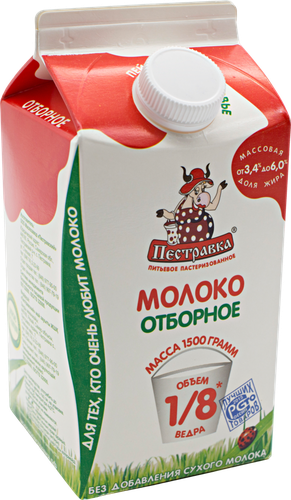 

Молоко пастеризованное Пестравка отборное пюр-пак 3.4–6% 1.5 кг