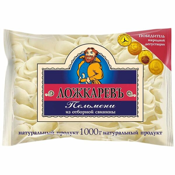 Пельмени Ложкаревъ из отборной свинины, 450г