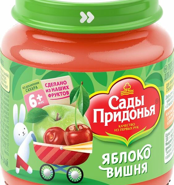 Фруктовое пюре Сады Придонья вишня-яблоко, с 6 месяцев