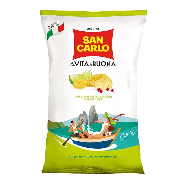 Чипсы картофельные с лаймом и розовым перцем, SAN CARLO
