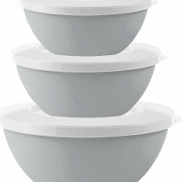 Набор мисок Plast Team Helsinki с крышками пепельный жемчуг 5л+3л+2л 3шт