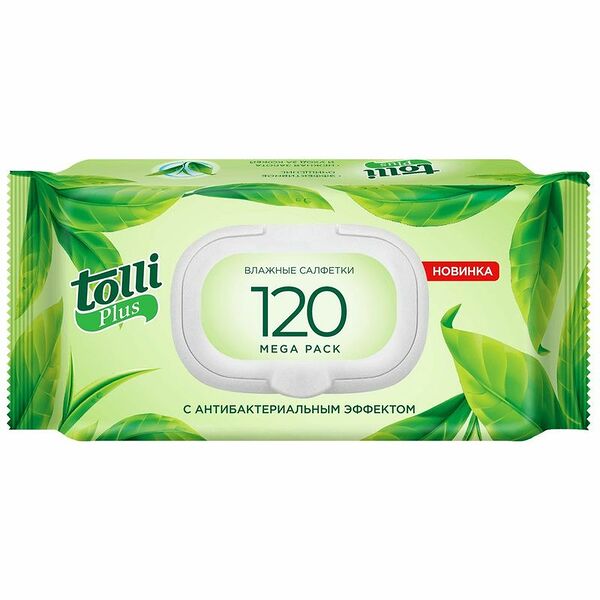 Салфетки Tolli plus влажные универсальные с антибактериальным эффектом 120шт