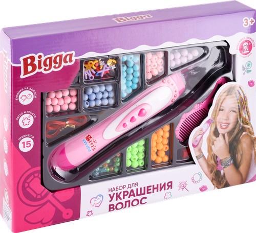 

Набор игровой Bigga Машинка для плетения из бусин, 14 предметов