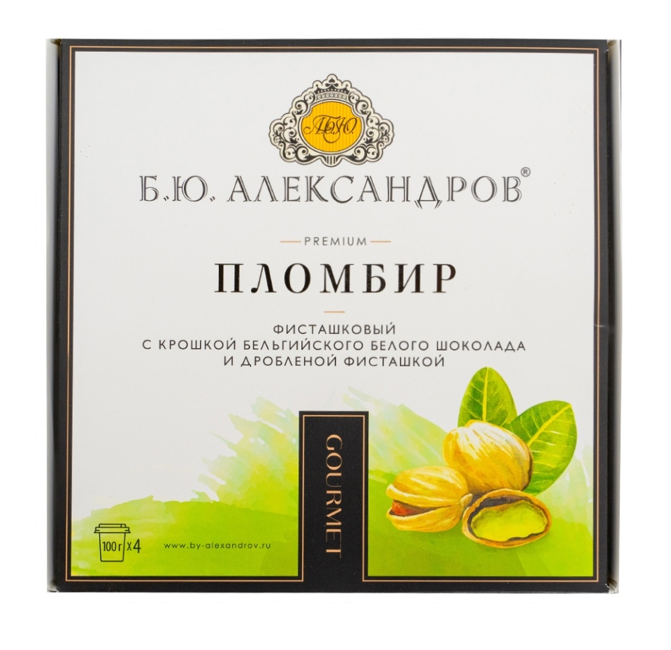 

Мороженое Б.Ю.Александров пломбир фисташковый с крошкой белого шоколада 4 шт. x 100 г