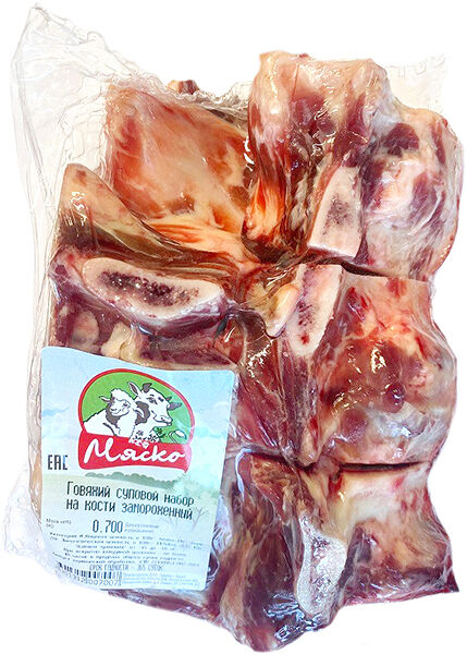 Суповой набор Мяско говяжий на кости замороженный 700 г