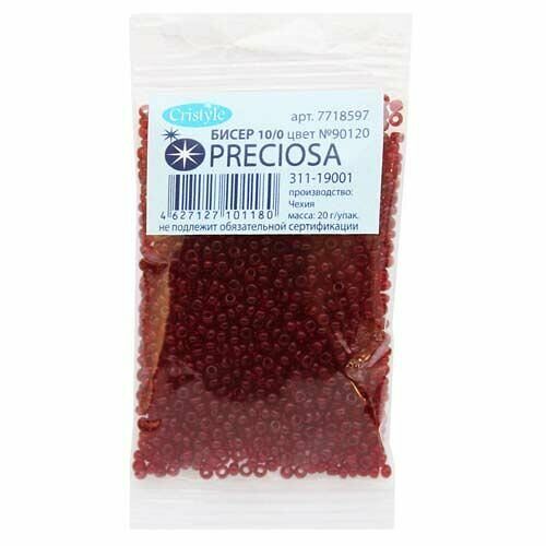 (90120) 311-19001-10/0 Бисер прозрачный 10/0, круг.отв., 20гр Preciosa,упак