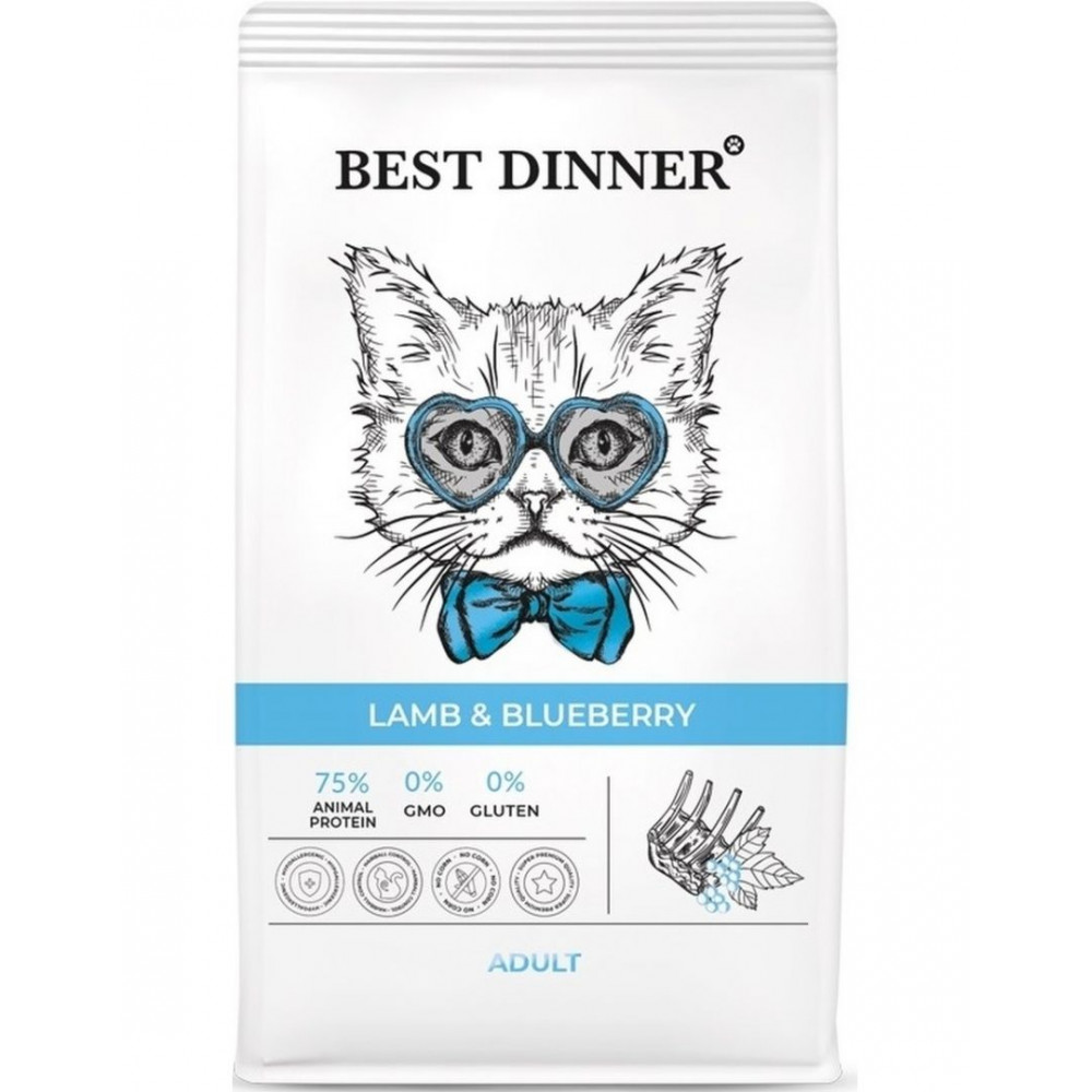 

Сухой корм для кошек Best Dinner Adult Cat Lamb&Blueberry Ягненок и голубика 400 г