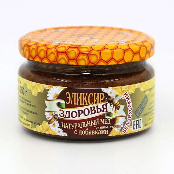 Эликсир здоровья Апибел (мед, пыльца, прополис маточное молочко, перга, черника) вес 250г.