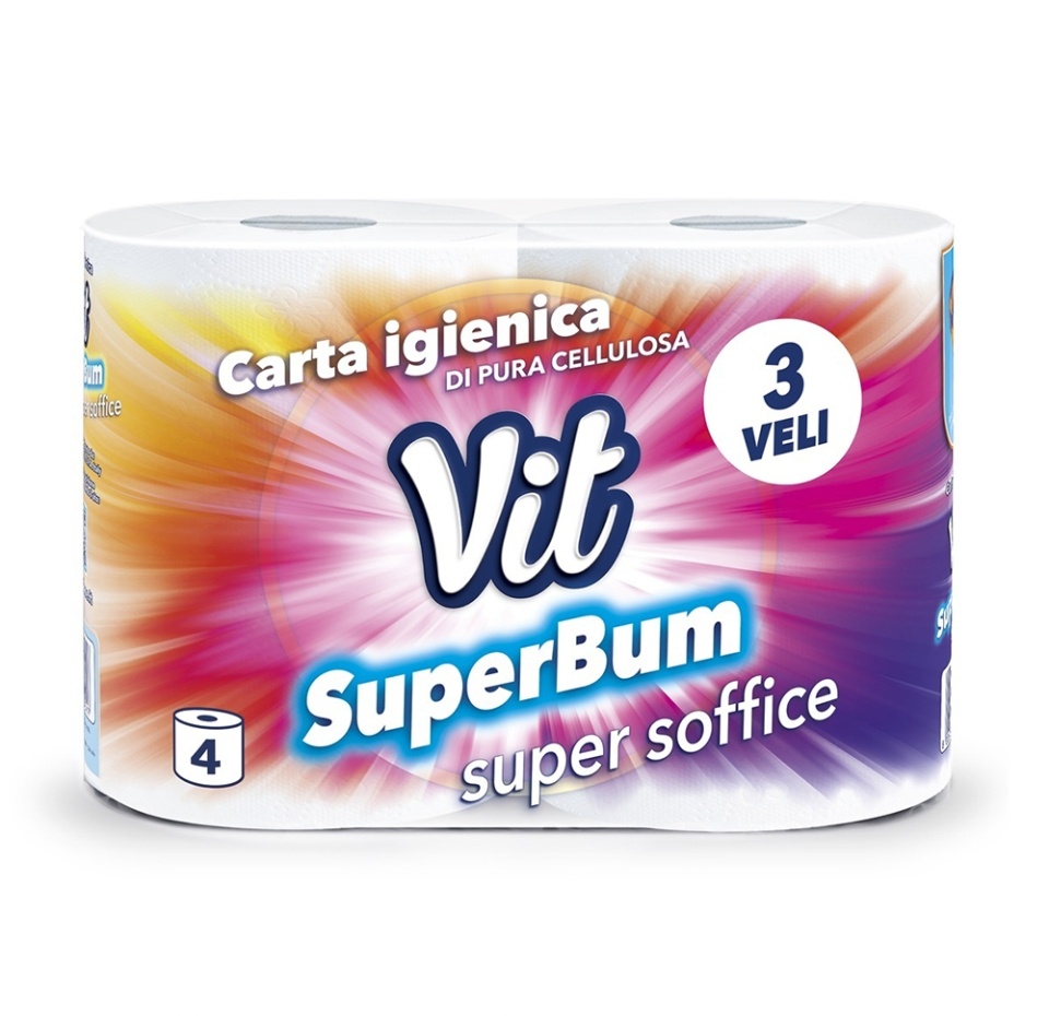 

Туалетная бумага Vit Superboom 3-х слойная, 4 рулона