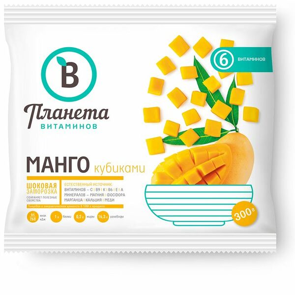 Манго Планета Витаминов кубиками замороженное, 300г