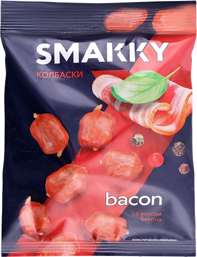 Колбаски-мини сырокопченые SMAKKY со вкусом бекона, 50г