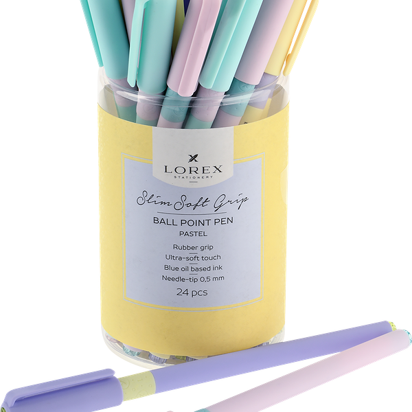 Ручка шариковая LOREX Pastel Slim Soft Grip 0,5мм, синий
