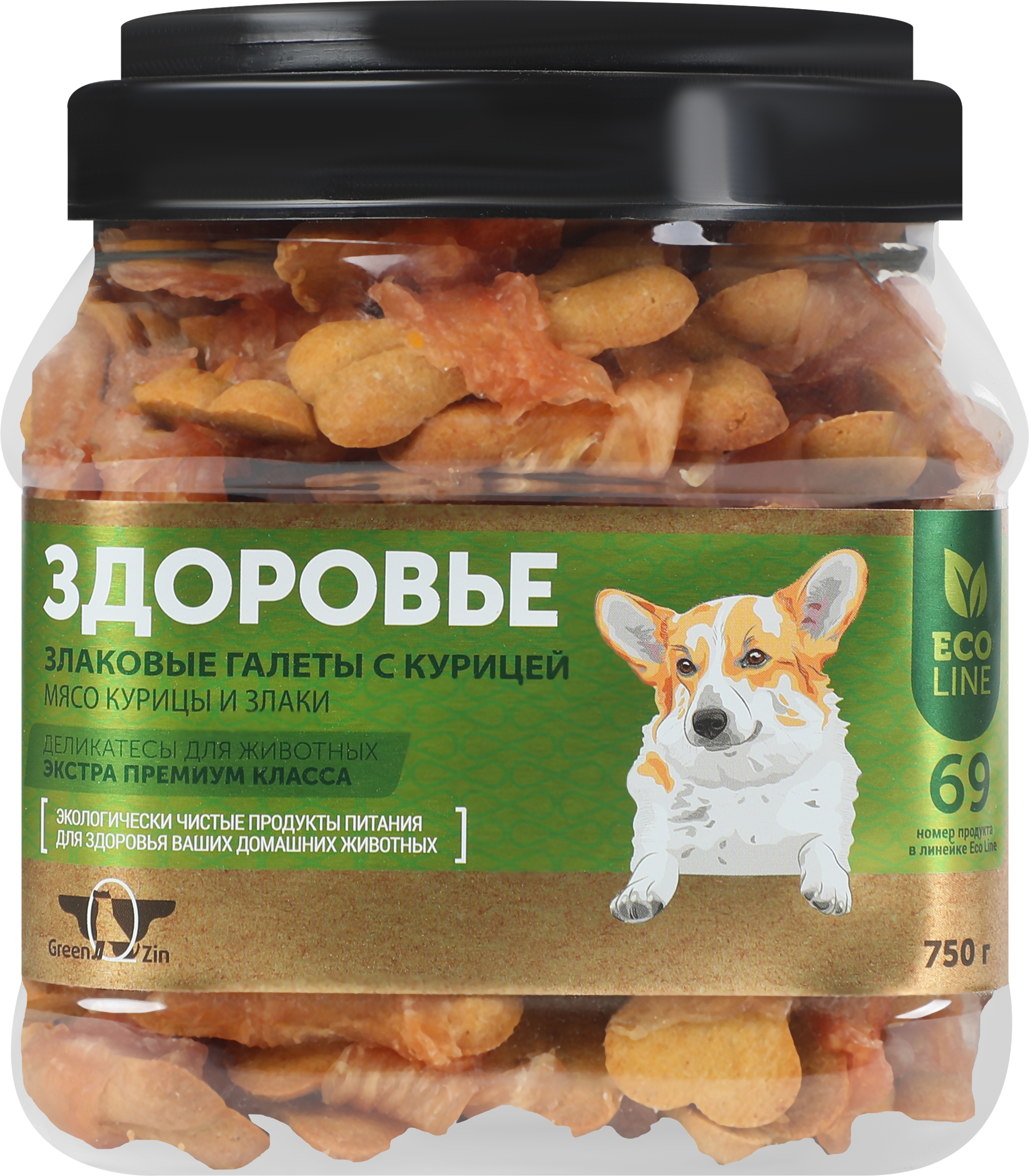 

Лакомство для собак GreenQzin Здоровье Галеты злаковые с курицей 750 г