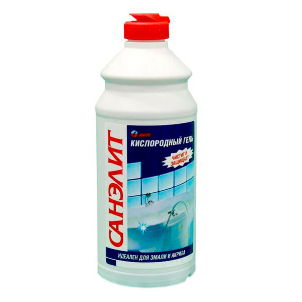 Гель санэлит 500 мл для чистки акрила, эмали и гранита кислородный