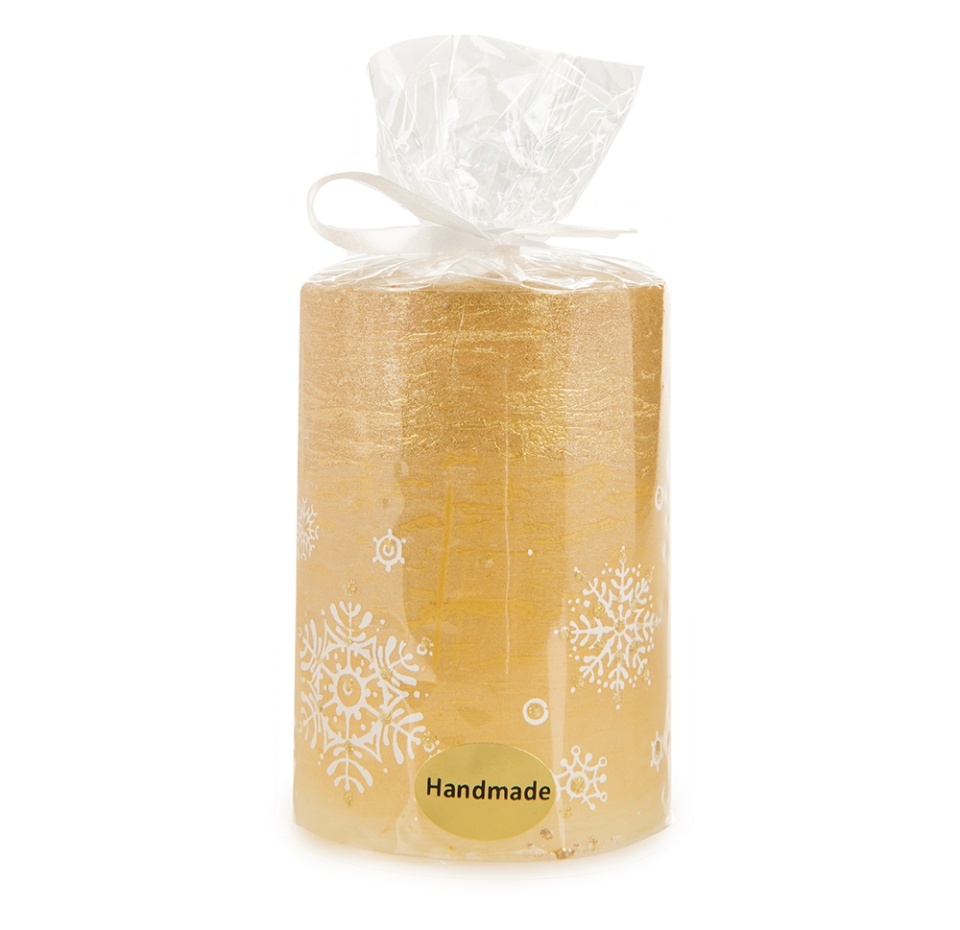 

Свеча-столбик Candles Снежинки, цвет золотой, 7x10 см, Литва