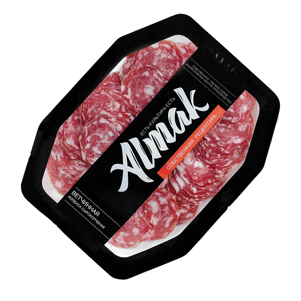 Колбаса Альмак ветчинная сырокопченая сервировочная