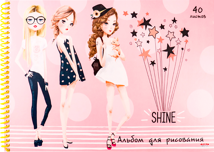 

Альбом для рисования PROF-PRESS Блеск стиля, А4, 40 листов, на спирали