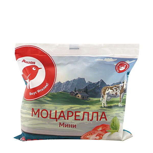 Сыр рассольный АШАН Красная птица Моцарелла Мини в воде 45% 125 г