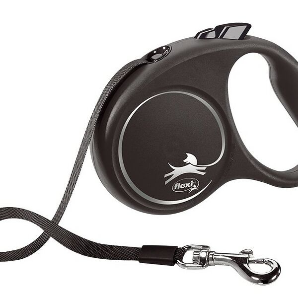 Flexi рулетка Black Design S до 15 кг (5 м лента) Серебряный