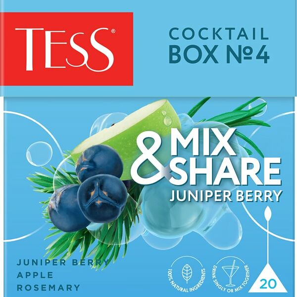 Чай зеленый Tess Коктейль Бокс №4 оолонг можжевельник 20*1.5г