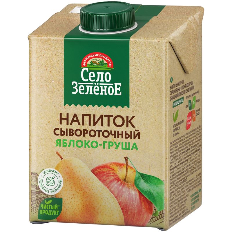 

Напиток сывороточный Село Зелёное Яблоко-груша 500 мл