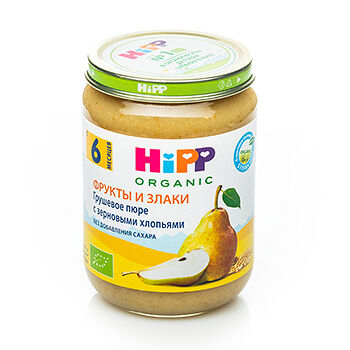 Пюре фруктовое HiPP груша с зерновыми хлопьями с 6 месяцев