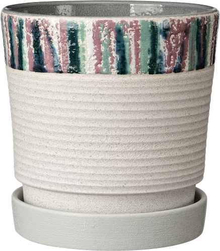 Горшок для цветов с поддоном Ирис 1,13л d=14см, белый платан №2, Арт. КС-П2-60-03