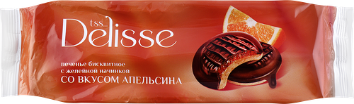 Печенье бисквитное DELISSE с желейной начинкой со вкусом апельсина