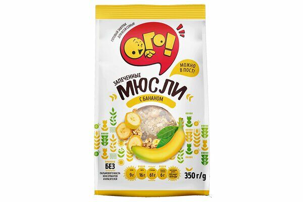 Готовый завтрак Ого! Мюсли запеченные банан 
