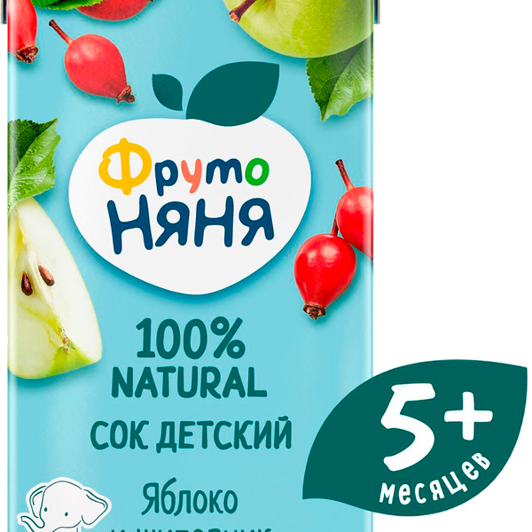 Детское питание Сок Фруто Няня 200мл Яблоко Шиповник Осветленный