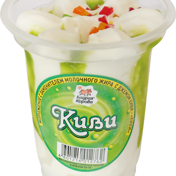 Мороженое БОДРАЯ КОРОВА Киви с джемом, с змж, 185г