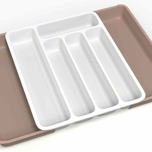 Органайзер для столовых приборов Полимербыт цвет: белый, какао, 28×34,6×4,9 см