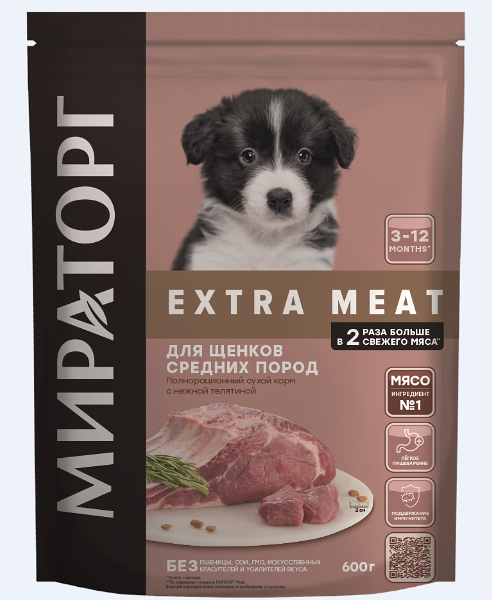 Корм сухой Мираторг для щенков средних пород телятина