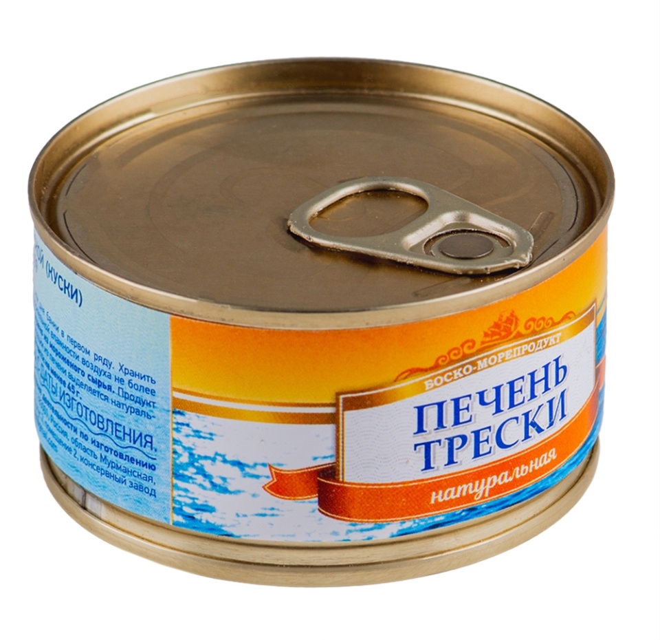 

Печень трески Боско-Морепродукт атлантической куски натуральная 1 сорт, 120 г