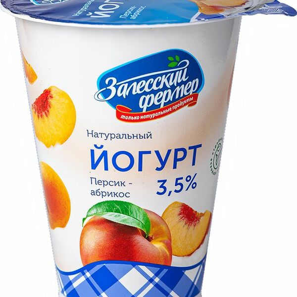 Йогурт Залесский фермер фермерский персик-абрикос жир. 3.5 % пл/ст