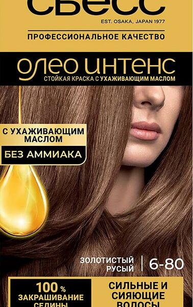 Крем-краска для волос Сьесс Олео Интенс без аммиака 6-80 Золотистый русый  115мл