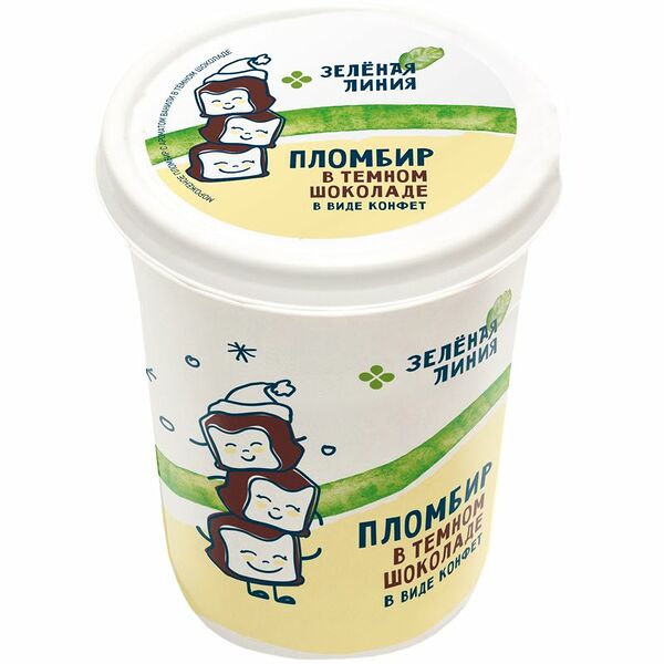 Пломбир Зелёная Линия с ароматом ванили в тёмном шоколаде 15% 120 г