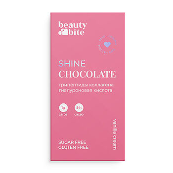 Кето-шоколад низкоуглеводный Beauty Bite Shine с морским коллагеном и гиалуроновой кислотой 20г, Россия