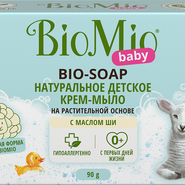 Туалетное крем-мыло детское BIOMIO BABY с маслом Ши 0+, 90г