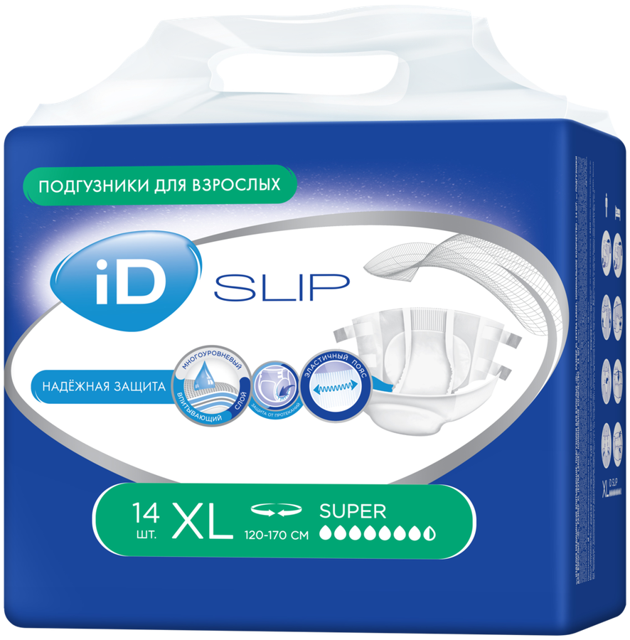 

iD Slip подгузники для взрослых размер XL 14 шт