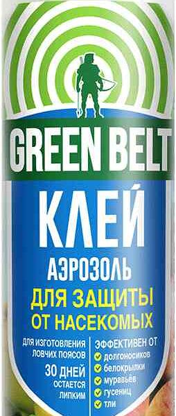 Клей аэрозоль для защиты от насекомых Грин Бэлт для изготовления ловчих поясов